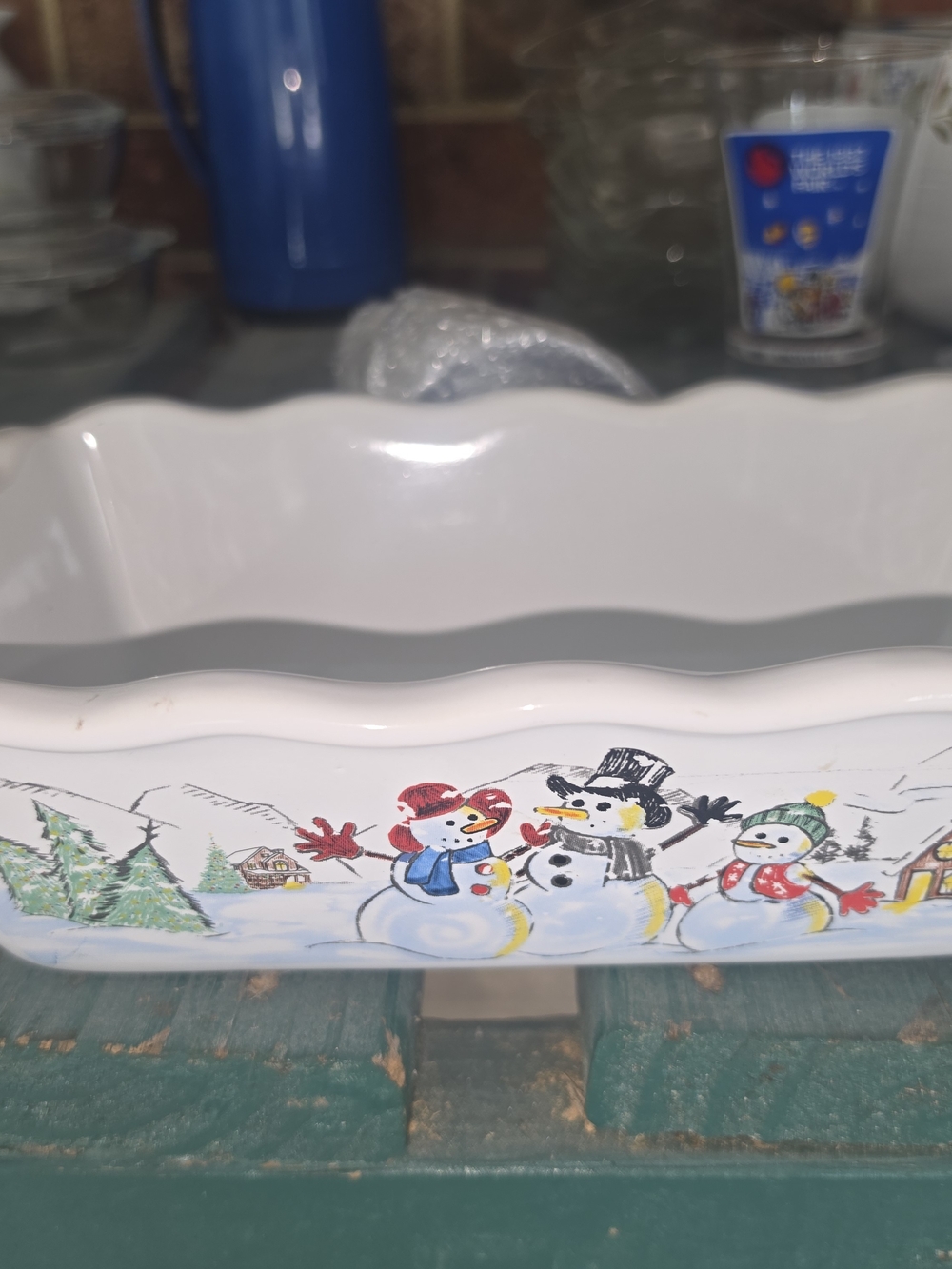 Festive White Snowman Ceramic Serving Dish - Holiday Home Accent